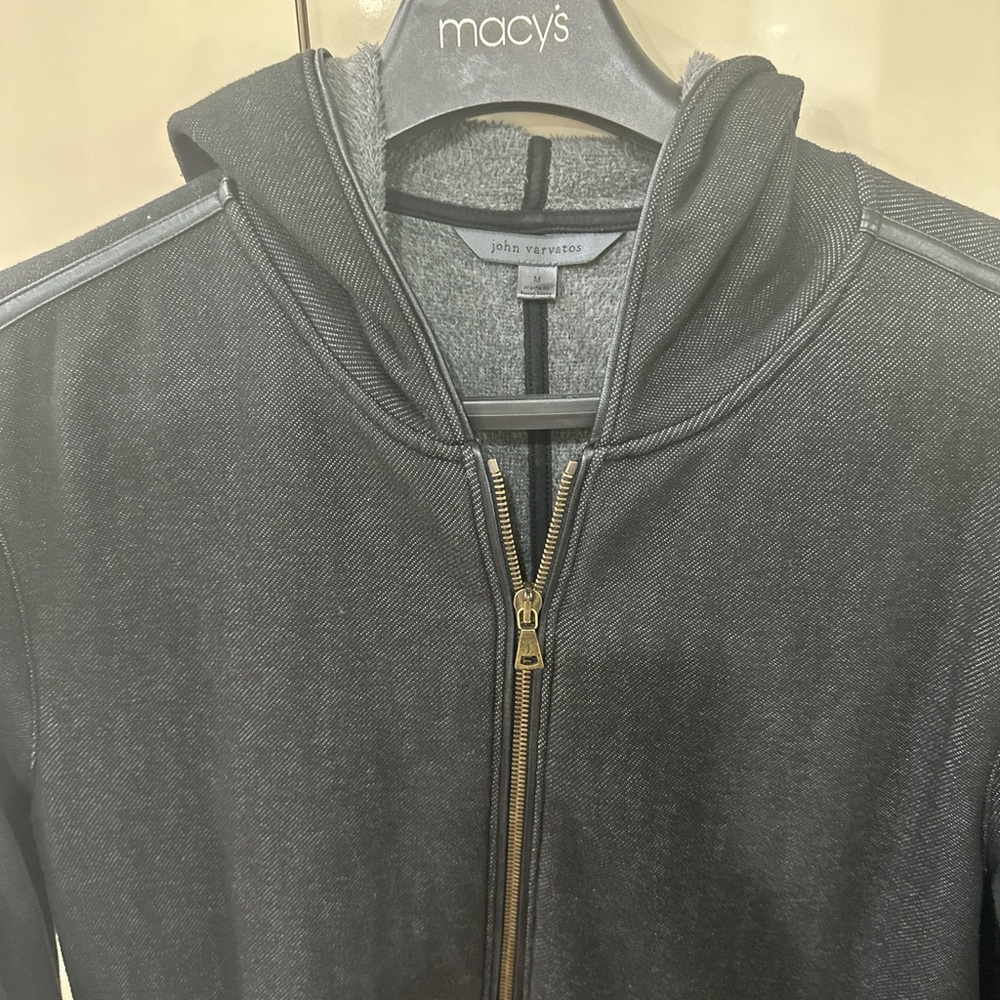 John Varvatos Charcoal Zip-Up Sweater
